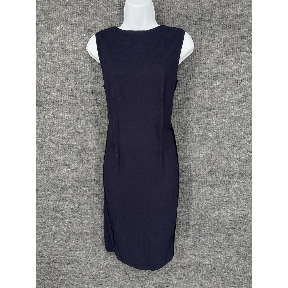 Stella McCartney Dress Womens 40 Blue Sleeveless Round Neck Sheath Knee Length